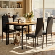 Aiho 5-Piece Dining Table Set for 4, Faux Marble Top & 4 Upholstered Chairs - Bar & Breakfast Nook, Retro