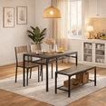 thumbnail image 1 of Aiho 4 Piece Dining Table Set for 4, Kitchen Table and Chairs with Bench, Space-Saving Dining Furniture for Small Spaces, Apartment, Breakfast Nook - Gray, 1 of 10
