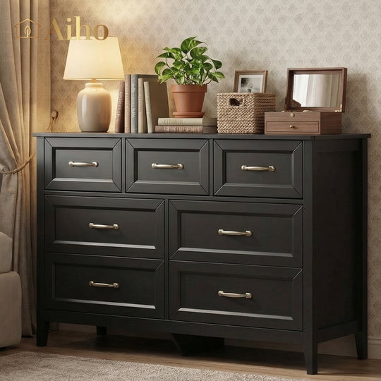 50 inch black dresser Aiho Farmhouse Dresser for Bedroom, 47.2