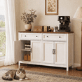 thumbnail image 1 of Aiho 55.1" Buffet Cabinet with 2 Drawers and 4 Doors, Farmhouse Sideboard Storage Cabinet with Adjustable Shelves for Kitchen, Living Room, Dining Room, White & Brown, 1 of 7
