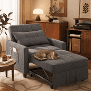 Aiho Folding Sofa Bed, Convertible Chair Bed with Pillow, Foldable Couch with Back Support for Living Room Bedroom - Dark Grey