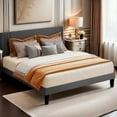 thumbnail image 1 of Aiho Full Bed Frame with Wingback Upholstered Headboard, Dark Grey, 1 of 12