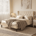 thumbnail image 1 of Aiho Full Size Bed Frame with Button Tufted Wingback Headboard for Bedroom, Beige, 1 of 9