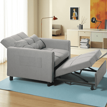 Aiho 3-in-1 Convertible Sleeper Sofa Bed, Space-Saving Adjustable Pullout for Lounge/Sleep - Light Grey