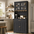 thumbnail image 1 of Aiho Kitchen Pantry Cabinet with Countertop Kitchen Hutch Storage Cabinet 71" Tall Pantry Coffee Bar with Storage, Modern Kitchen Hutch with Microwave Stand for Dining Room, Kitchen - Black, 1 of 7