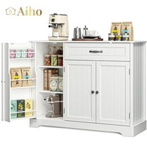 Aiho Kitchen Pantry Cabinet with Doors and Shelves, Coffee Bar Cabinet with Storage, Sideboard Buffet Cabinet for Kitchen, Dining Room, Living Room - White