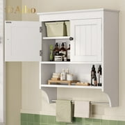 Aiho Medicine Cabinet Bathroom Organizer, Double Door Wall Mounted Storage Mirror Cabinet with Adjustable Shelves - White