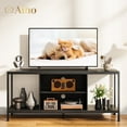 thumbnail image 1 of Aiho Mid-Century Wooden TV Stand for TVs up to 65" with Open Storage Shelves and Metal Frame - Black, 1 of 11