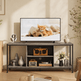 thumbnail image 1 of Aiho Mid-Century Wooden TV Stand for TVs up to 65" with Open Storage Shelves and Metal Frame - Gray, 1 of 11
