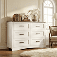 thumbnail image 1 of Aiho Modern 6-Drawer Dresser, Wooden Chest with Cut-Out Handles, Wide Double White Drawers for Bedroom, Living Room, Entryway, 15.7" D x 47.3" W x 31.5" H, 1 of 9
