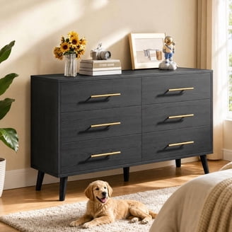 black brown 6 drawer dresser Kozmour - Six Drawer Dresser