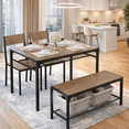 thumbnail image 1 of 4-Piece Dining Table Set for 4, Kitchen Table with 2 Chairs & Bench, Compact Furniture for Small Space & Apartment Grey, 1 of 6