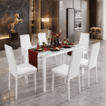 thumbnail image 1 of Aiho 6-Seater Modern Dining Table Set with PU Leather Chairs for Kitchen, Small Spaces,White, 1 of 8
