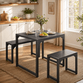 thumbnail image 1 of 2 Person Capacity Kitchen Dining Ensemble, 25.6 Inch Size Table with Bench & Stools for Daily Family Meals, Black, 1 of 10