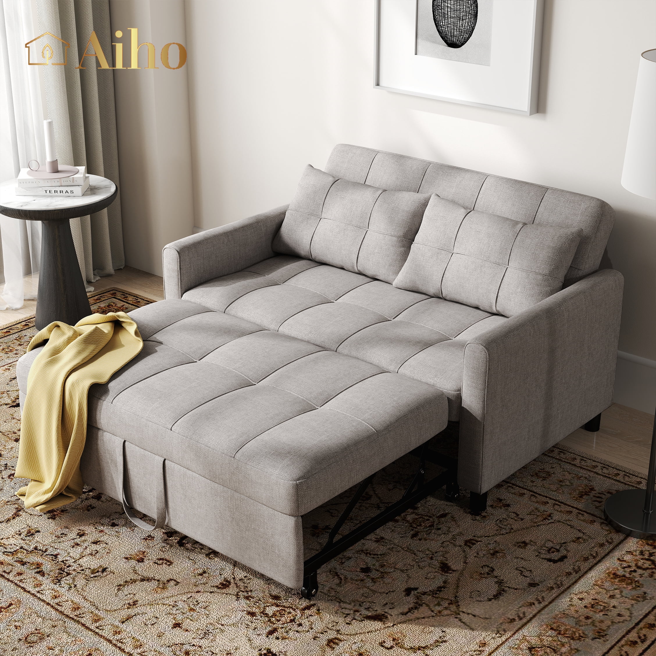 Aiho 110” L-Shape Cloud Sectional Sofa with Ottoman&Deep Seat, Upholstered Couches for Living Room, Dark Gray