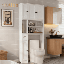 Over the Toilet Storage Cabinet , Aiho 70.3" H Bathroom Storage Cabinet Above Toilet with Adjustable Shelves & 5 Doors, Perfect for Bathroom, Laundry, White