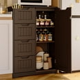 thumbnail image 1 of Aiho Pantry Storage Cabinet, 33" Wood Kitchen Storage Cabinet with 4 Drawers, 1 Door and 3 Shelves for Dining Room, Kitchen - Dark Brown, 1 of 11