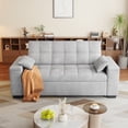 thumbnail image 1 of 63.2'' 3-in-1 Convertible Futon Sofa Bed – Pull-Out Sleeper Loveseat with Adjustable Backrest, Side Pockets & Storage Armrest – Ideal for Living Room – Light Grey,, 1 of 9