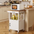 thumbnail image 1 of Aiho Rolling Kitchen Island Cart with Storage and Rubber Wood Countertop, White, 1 of 8