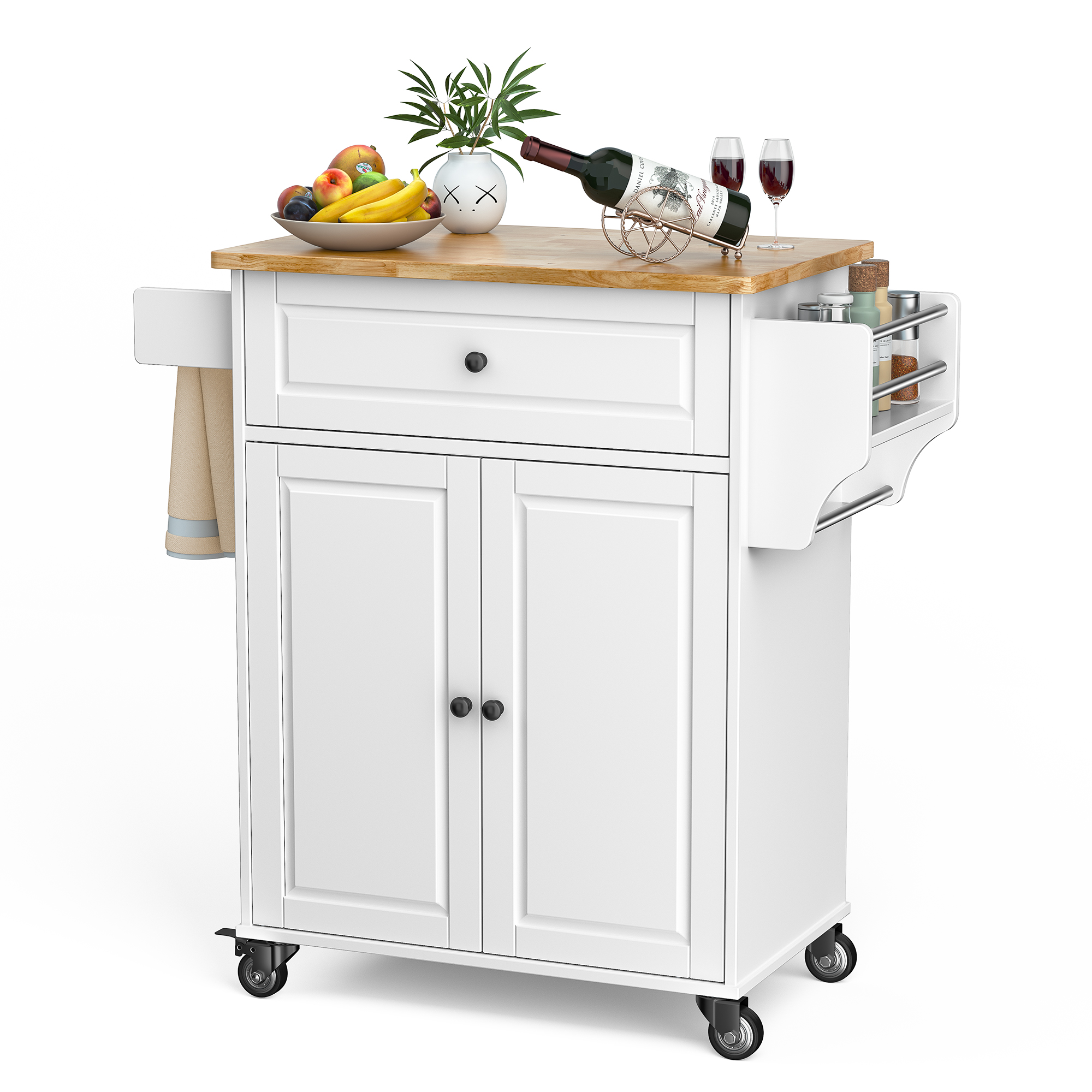 Mainstays Kitchen Island Cart with Drawer, Spice Rack, Towel Bar