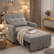 Aiho 3 in 1 Convertible Futon Sofa Bed, Folding Sleeper Chair with Adjustable Backrest, Perfect for Living Room, Small Spaces, Light Gray