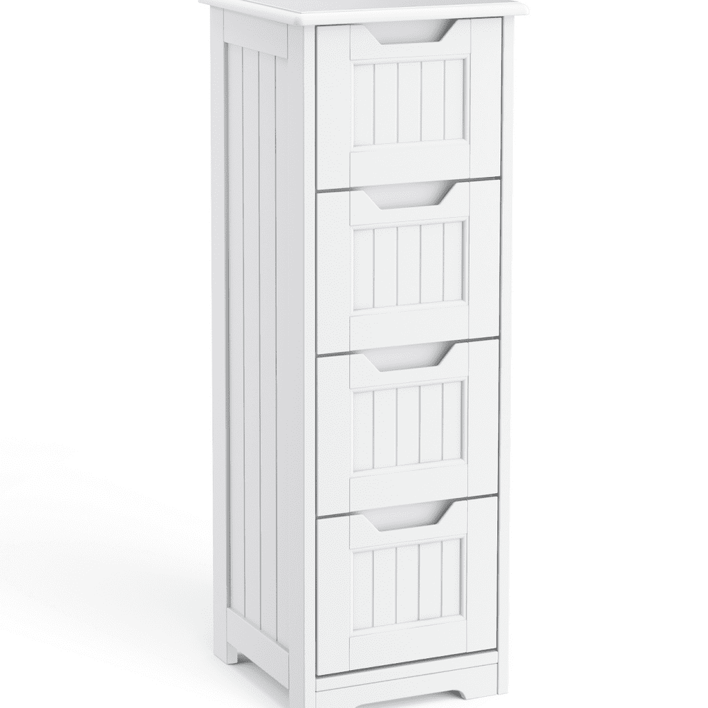 Aiho Small Bathroom Floor Storage with 4 Drawers White