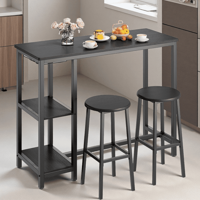 Bar Stools Small Black Counter Height Table Aiho 2-Piece Set