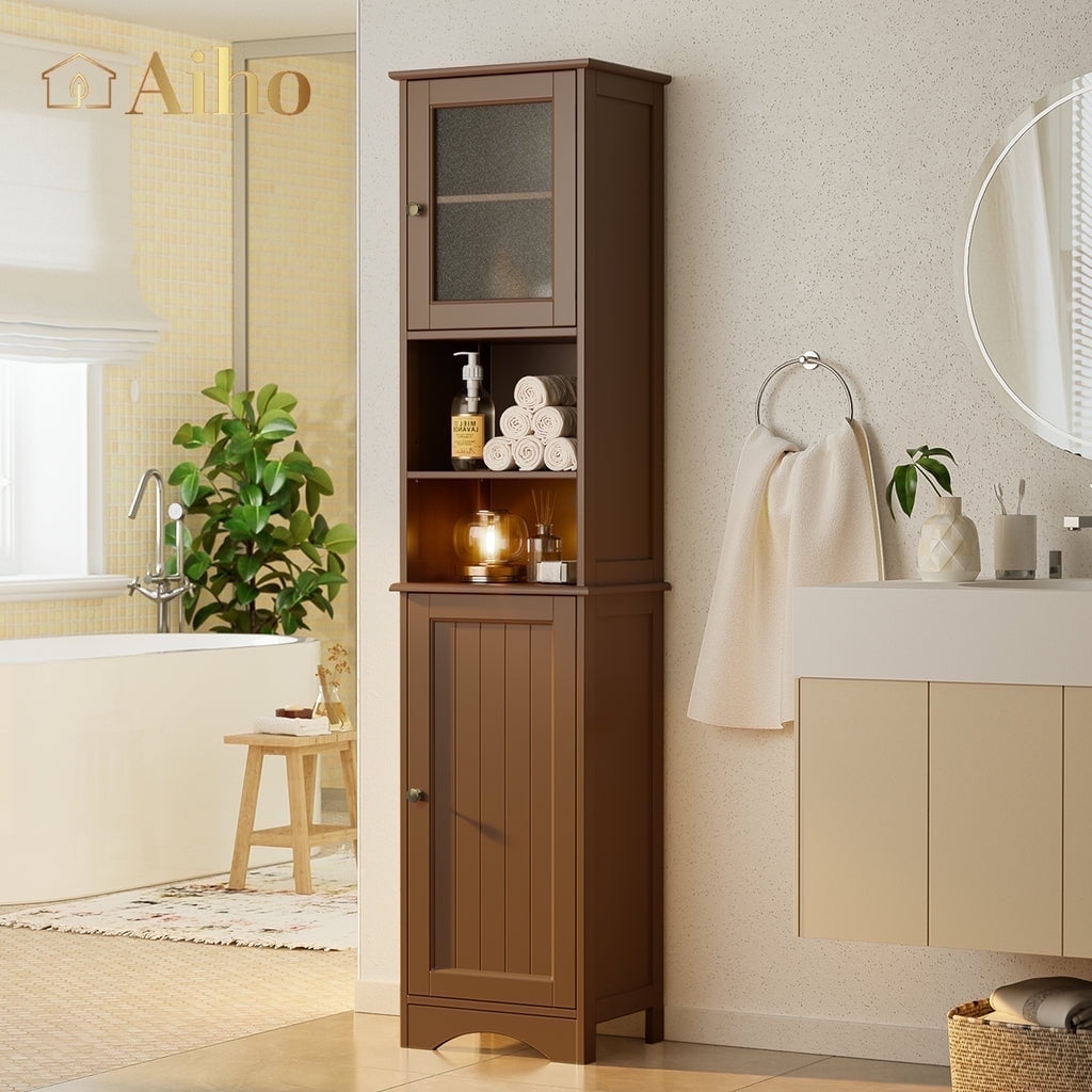 Aiho 67.2"H Bathroom Storage Cabinet with Adjustable Shelves, 2 Doors for Bathroom, Kitchen ...
