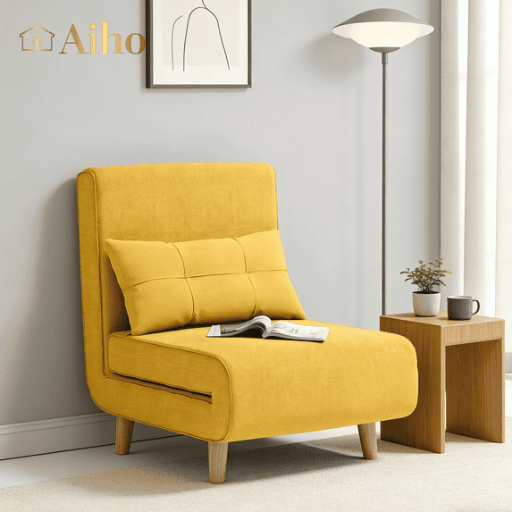 3 in 1 Convertible Sofa Bed, Aiho sleeper Chair Bed with Adjustable Backrest, Perfect for Living Room, Bedroom, Small space, Yellow