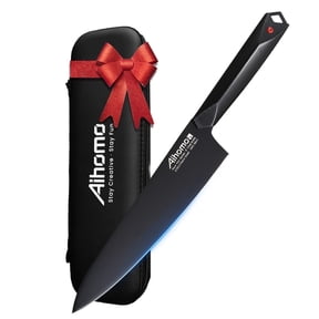 Aihomo Razor-Sharp Chef Knife Full Tang Blade, 8-Inch Professional Kitchen Knife with Finger Guard & Ergonomic Handle, Multi-Purpose for Chopping, Dicing, Slicing, Mincing