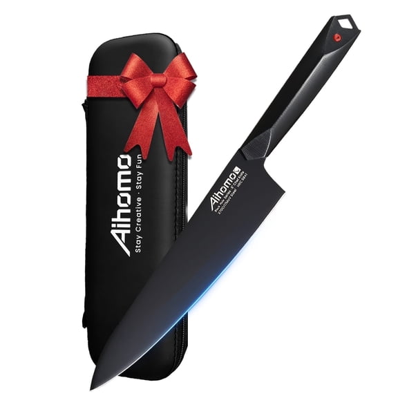 Aihomo Razor-Sharp Chef Knife Full Tang Blade, 8-Inch Professional Kitchen Knife with Finger Guard & Ergonomic Handle, Multi-Purpose for Chopping, Dicing, Slicing, Mincing