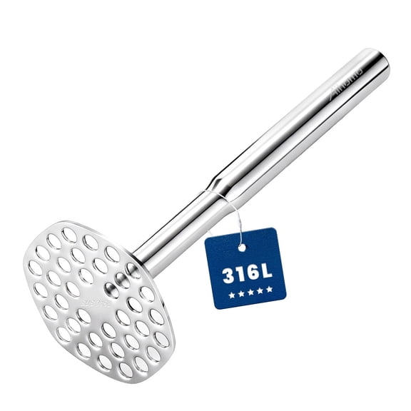 316L Stainless Steel Potato Masher Centered Handle, Integrated Masher Kitchen Tool Dishwasher Safe, Sturdy Mashed Potatoes Smasher for Beans, Avocados, Vegetables