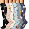 thumbnail image 1 of Aihuaihua 6 Pack Compression Socks for Women - Circulation, Support for Running, Recover, Nurse, Athletic Travel Knee-High Socks Casual, 1 of 5