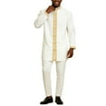 thumbnail image 1 of Aihuaihua African Embroidery Suit for Men Dashiki Coats and Pants 2 Piece Set Wedding Evening Outfits Slim Fit Outwear Jacket Clothes White XXL, 1 of 10