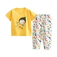 thumbnail image 1 of Aihuaihua Baby Boy Pajamas Set Round Neck Cute Print Short Sleeve T Shirt Comfy Girls' Sleepwear 2 Piece Sets Pajamas for Kids Yellow,100, 1 of 2