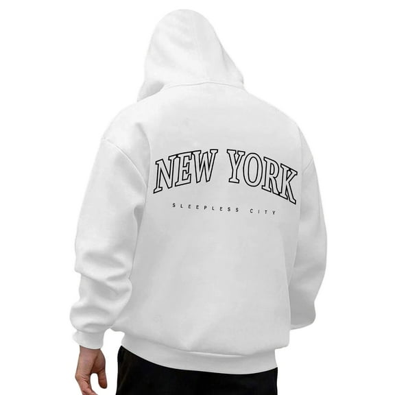 Aihuaihua Backprint Hoodies for Men Long Sleeve New York Letter Graphic Print Hoodie for Mens Casual Oversize Pullover Sweatshirt