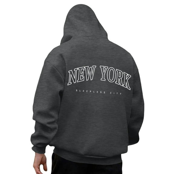 Aihuaihua Backprint Hoodies for Men Long Sleeve New York Letter Graphic Print Hoodie for Mens Casual Oversize Pullover Sweatshirt