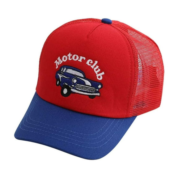 Aihuaihua Baseball Hats for Kids Cartoon Print Cap Cotton Adjustable Caps Breathable Mesh Sun Hat for Toddler Boys Girls,Red