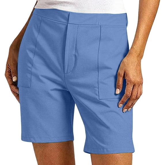 Aihuaihua Bermuda Shorts Womens Golf Short Pull On 7 Inch Inseam Jorts Mid Rise Stretch With Pockets Khaki Utility Comfort Hiking Sky Blue XXXL