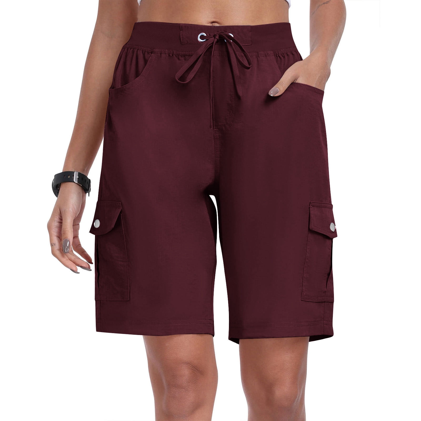 Aihuaihua Bermuda Shorts for Women Pull On Drawstring Elasitc High ...