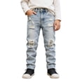 thumbnail image 1 of Aihuaihua Boy's Jeans Ripped Destroyed Distressed Stretch Slim Fit Denim Pants Blue, 1 of 9