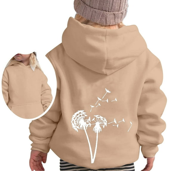 Aihuaihua Boys Girls Khaki Hoodies Graphic Hoodies for Girls Pull-over Sweatshirt for Girls Long Sleeve Tops Trendy Clothes 2025 Toddler Little Girls 130 Khaki
