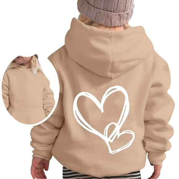 Aihuaihua Boys Girls Khaki Hoodies Graphic Hoodies for Girls Pull-over Sweatshirt for Girls Long Sleeve Tops Trendy Clothes 2025 Toddler Little Teen Girls 150 Khaki