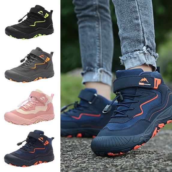 Aihuaihua Boys Girls Sneakers Lightweight Ankle Boots Sports High Top Lace-Up Athletic Sneaker for Boy Kids Breathable Running Soccer Tennis Shoes Black