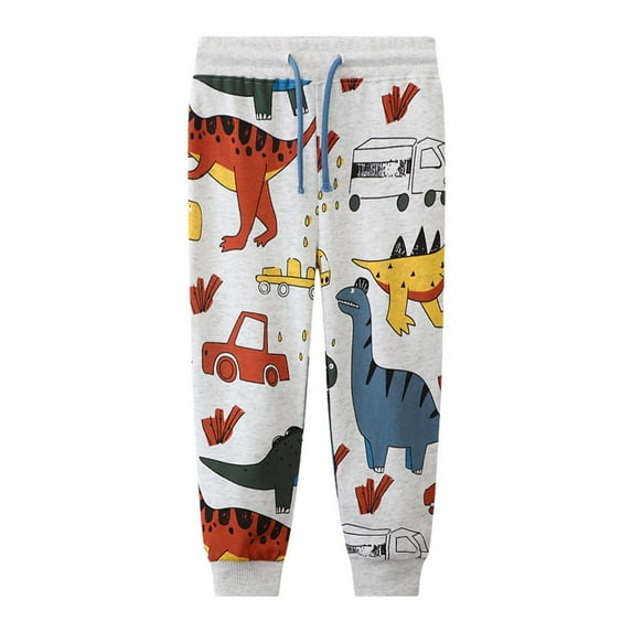 Aihuaihua Boys Jogger Pants Cartoon Print Drawstring Waist Athletic Tapered Sweatpants For Kids Fall Casual Trousers 1-7 Years