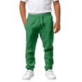 thumbnail image 1 of Aihuaihua Boys Khaki Pants Cotton Linen Pants for Boys Casual Summer Elastic Waist Cinch Bottom Sweatpants Lightweight Beach Vacation Trousers, 1 of 6