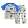 thumbnail image 1 of Aihuaihua Boys Pajamas Set Crew Neck Short Sleeve Trousers Set Cartoon Dinosaur Casual Sleepwear Set 2 Piece Summer Loungewear Blue,120, 1 of 5