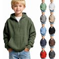 thumbnail image 1 of Aihuaihua Boys Quarter Zip Hoodies, Waffle Knit Kids Long Sleeve Hooded Sweatshirts with Pocket, Pullover Tops Clothes 4-14 Years, 1 of 5