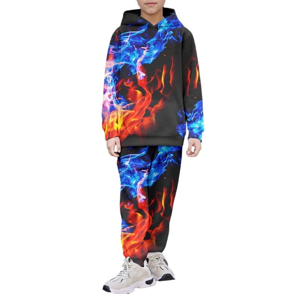 Aihuaihua Boys Sweatsuit Set Hoodies Matching Sets for Boys 3D Print Graphic Hoodies and Sweatpants 2 Piece Set Pullover Sweatshirt Jogger Outfit for Kids 2-13 Years Fall Winter