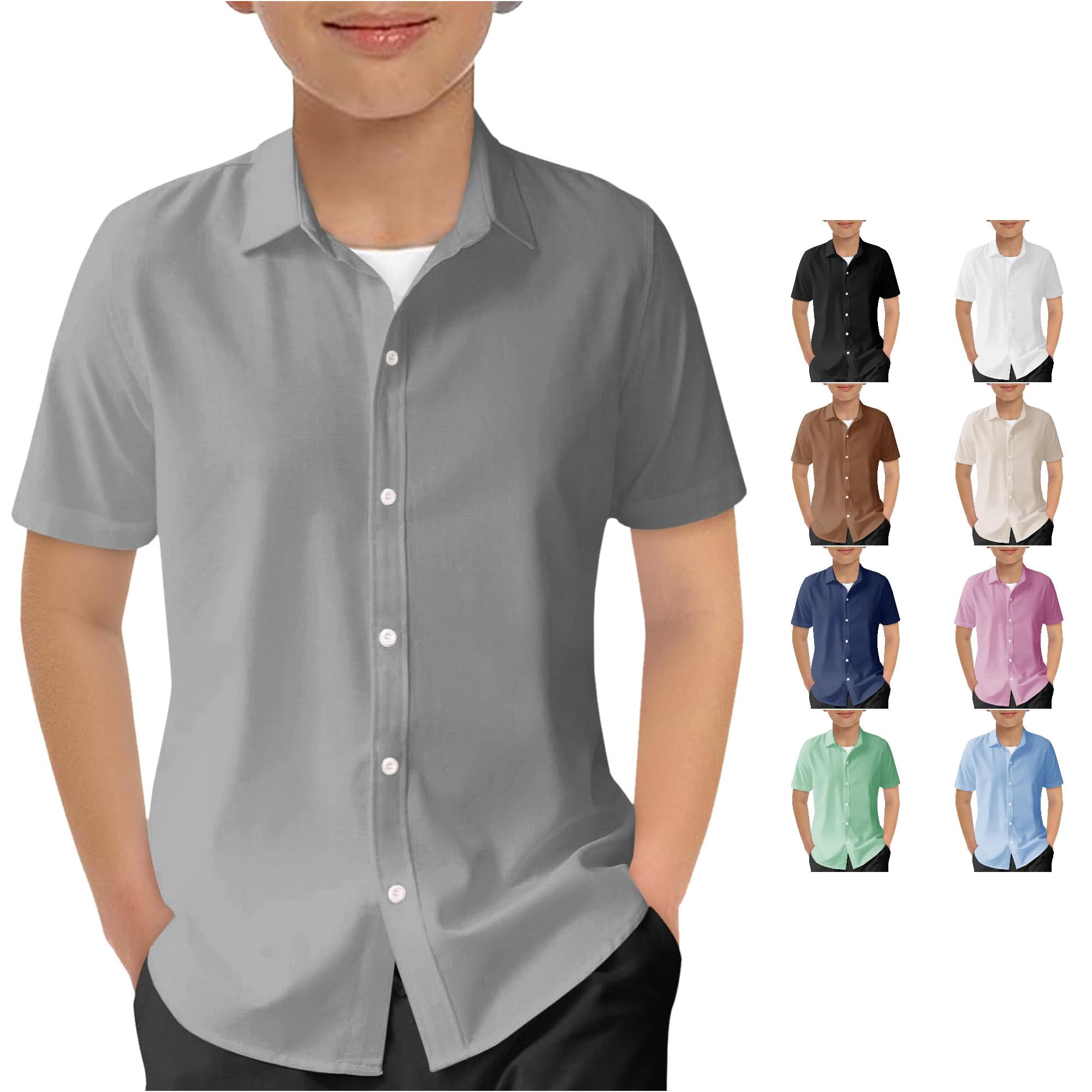 Store Sign Flashcard Aihuaihua Boys and Girls Button Down Shirt Turn Down Collar Relaxed Fit ...